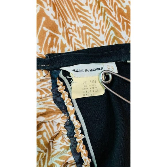 Vintage 60s Maxi Dress Womens XS Peacock Feathers Novelty Border Print - Picture 4 of 10